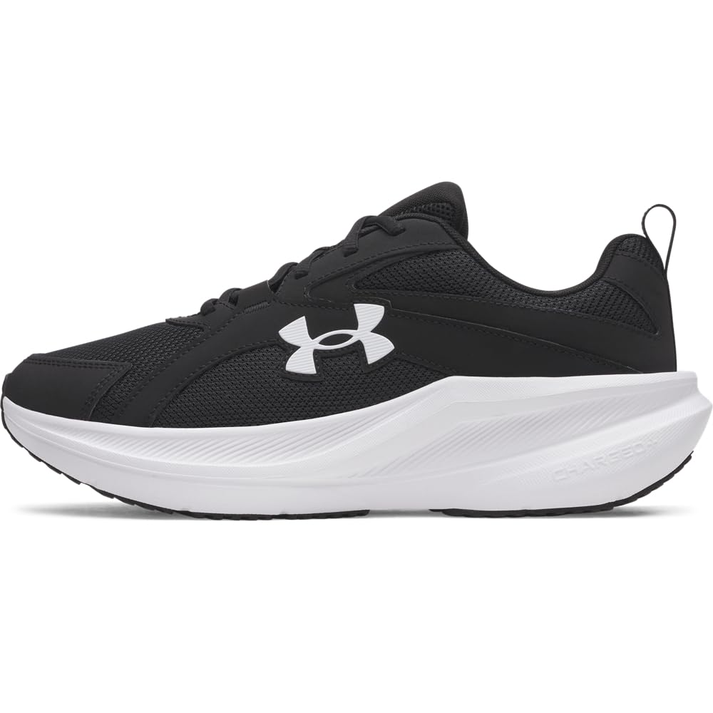 Under Armour Men's Charged+ Assert 11 Running Shoe, (001) Black/Black/White, 8, US