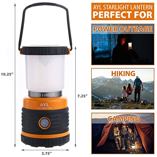 AYL LED Camping Lantern, Battery Powered LED 1800LM, 4 Camping Lights Modes, Perfect Lantern Flashlight for Hurricane, Emergency Light, Storm, Power Outages, Survival Kits, Hiking, Fishing, Tent, Home