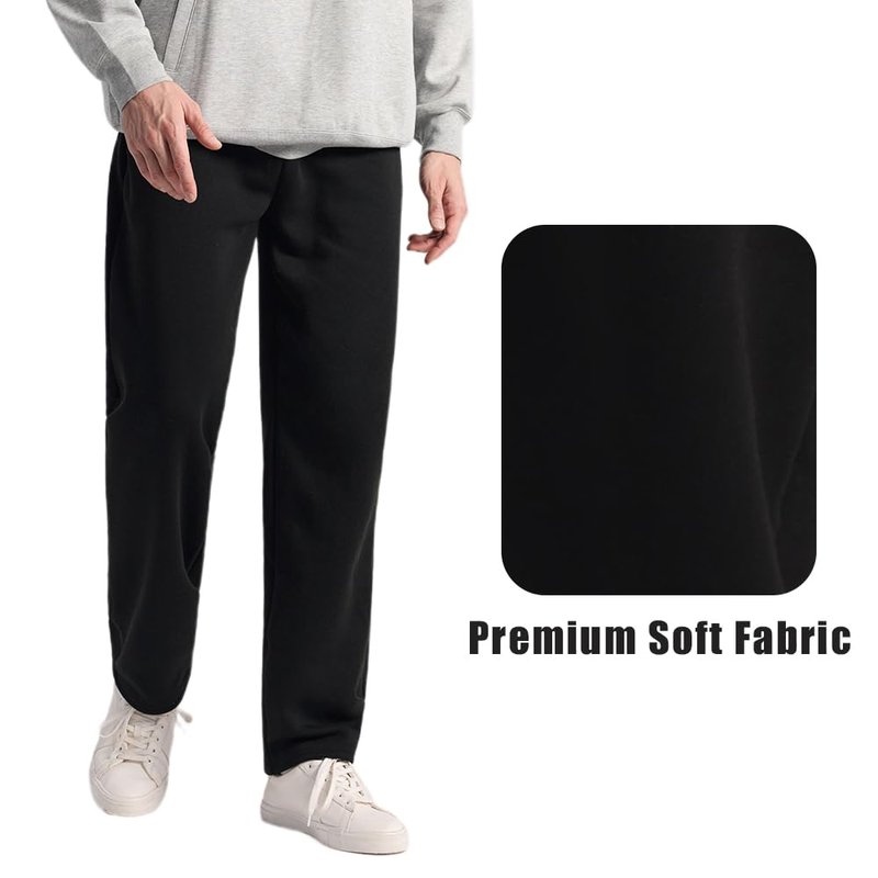 OAKVON Men’s 3 Pack Fleece Sweatpants with Pockets, Active Athletic Pants Workout Jogger Open Bottom
