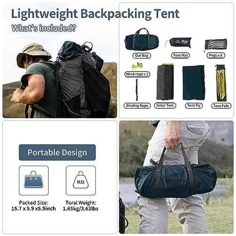 Naturehike Bikepacking 1 Person Tent, Waterproof Easy Set up Free Standing Single Person Tent, Lightweight Backpacking Tent for 1 Person, One Person Tent with Footprint Included