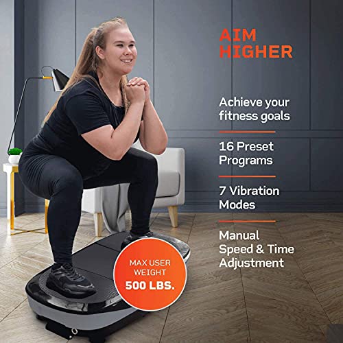 LifePro Rumblex Max 4D Black Vibration Plate Exercise Machine with Loop Resistance Bands - Full Body Workout Equipment for Home Fitness, Shaping, Training, Recovery, Weight Loss