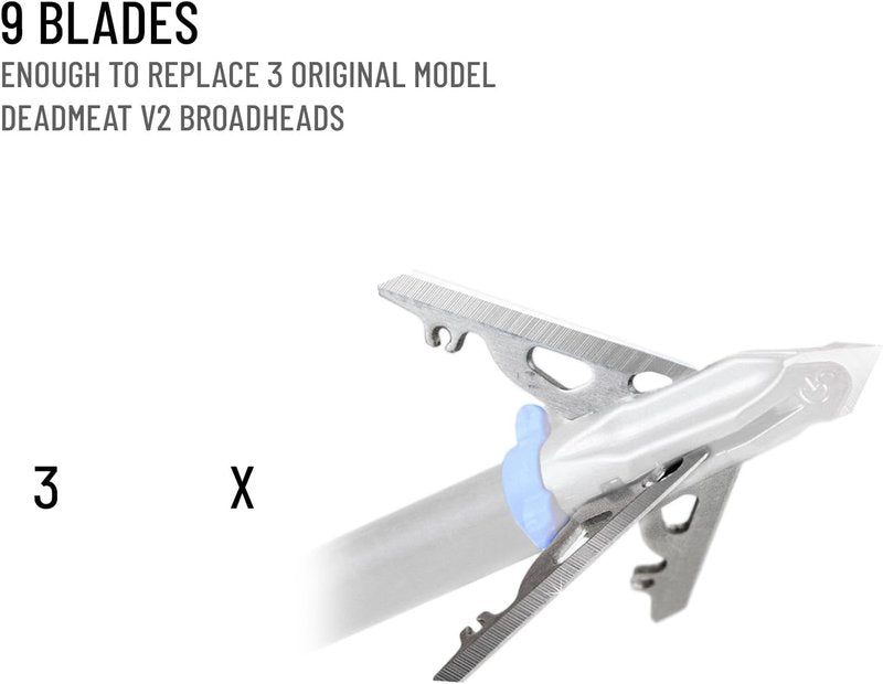 G5 Deadmeat V2 Replacement Blade Kit - 9 Stainless Steel Blades & Wrench | Fits 100/125 Grain Broadheads
