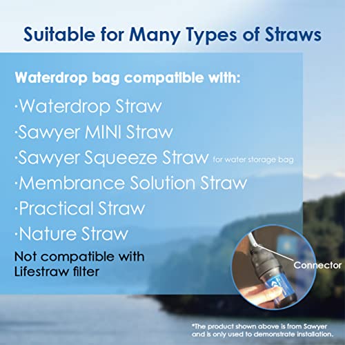 Waterdrop Gravity Water Bag for Camping, Travel, Backpacking, Hiking and Emergency, Compatible with Water Filter Straw, Flex Foldable, 1.5 Gal Bag