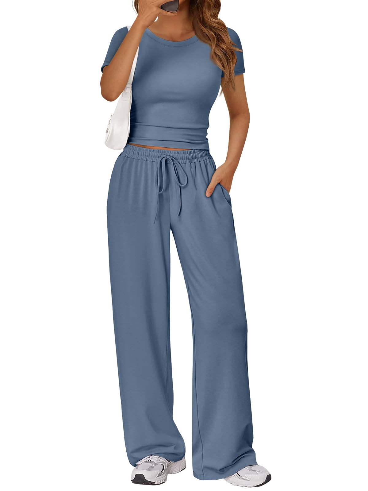 Trendy Queen Womens 2 Two Piece Set 2026 Summer Workout Vacation Gym Clothes Spring Fashion Lounge Matching Airport Travel Outfit Resort Wear Fitness Athleisure Clothing