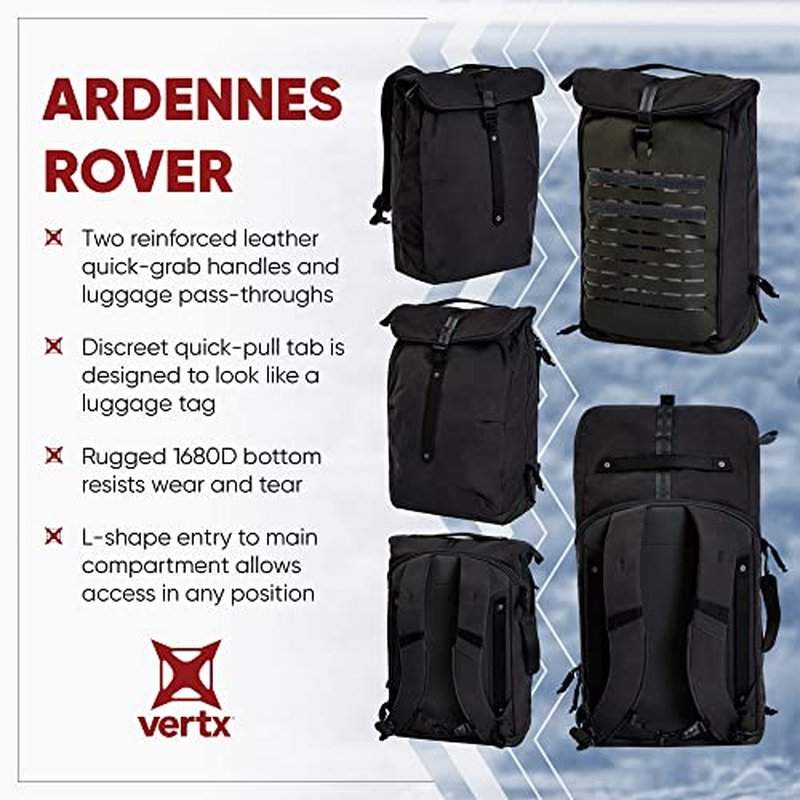 Vertx Ardennes Mens Tactical Backpack Medium Molle Laptop Rucksack for Travel, Work, Outdoor Utility Gear Bag, Canvas, Rover Ash Grey
