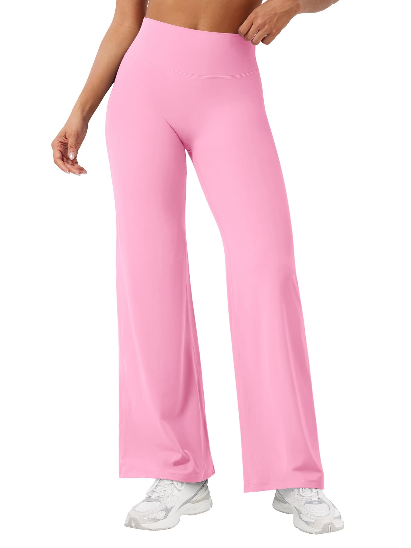 YEOREO Workout Leggings Womens No Front Seam Straight Leggings 29" High Waist Buttery Eddiy Gym Yoga Pants Bubblegum Pink M