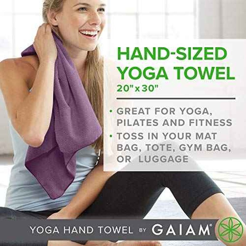 Gaiam Yoga Hand Towel (30" W x 20" L), Quick Dry & Lightweight Sports Towel, Soft Microfiber Fabric, Designed for Hot Yoga, Pilates, Sports, Workout & More