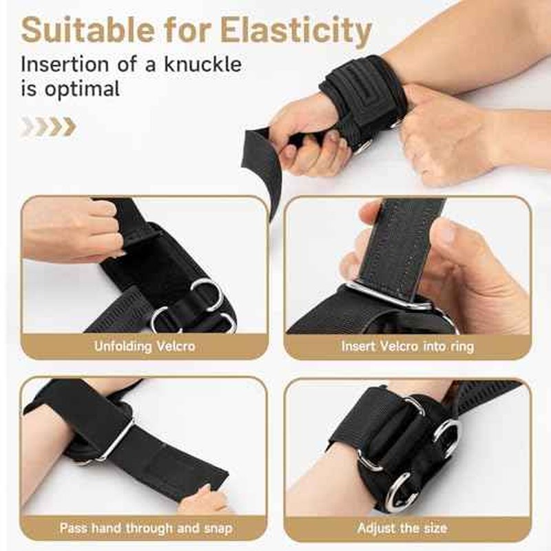 MANUEKLEAR Non-Slip Wrist Straps for Weightlifting Deadlifting, Gym Lifting Straps with D Rings for Cable Machine Workout, 10mm Neoprene Padded Weight lifting Wrist Wraps for Men Women