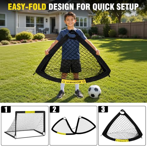 Black 4x3FT Soccer Goal for Kids - Portable Backyard & Indoor Training with Stakes
