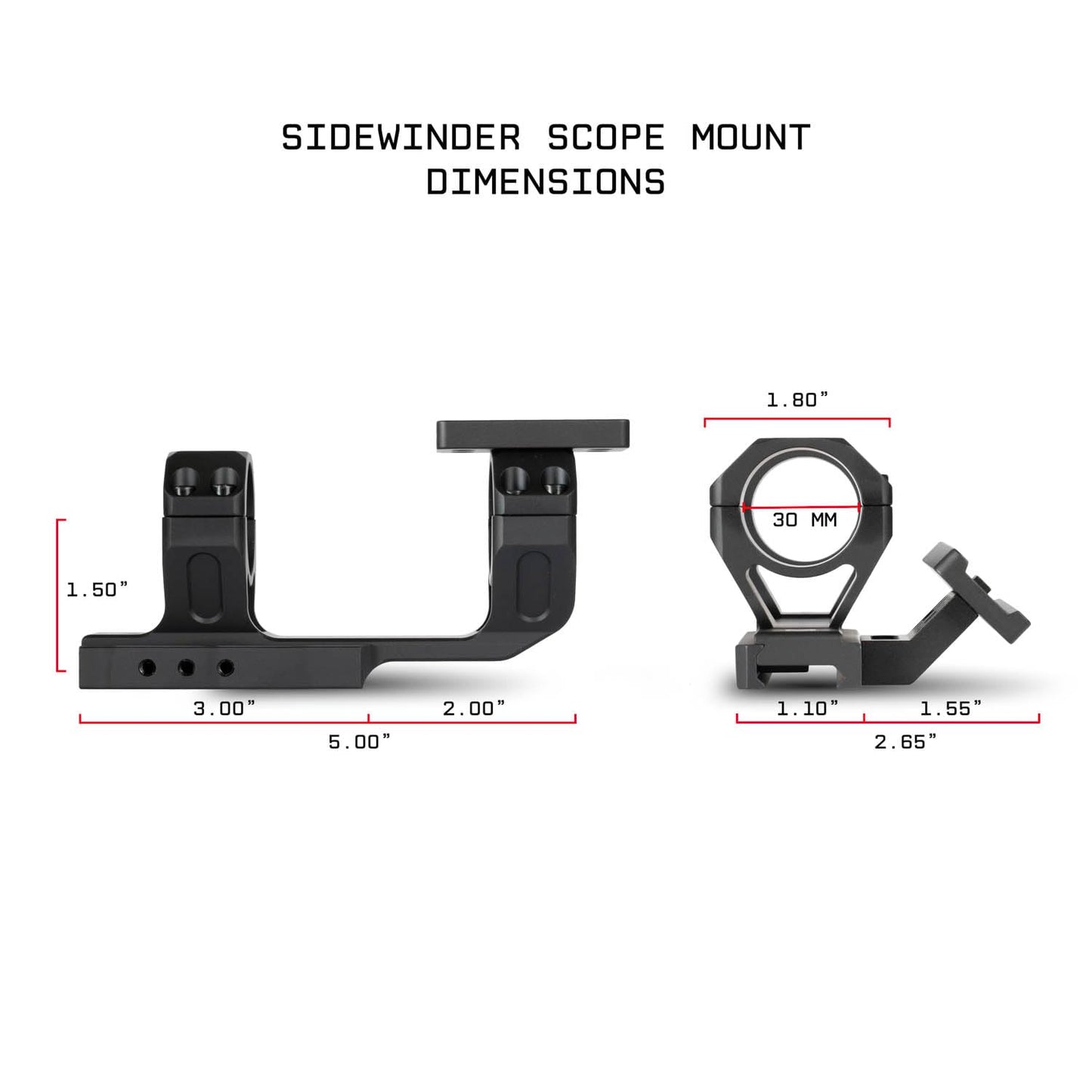Monstrum Sidewinder Series Scope Mount with 45 Degree Canted Red Dot Sight Base | 30 mm Diameter | Picatinny