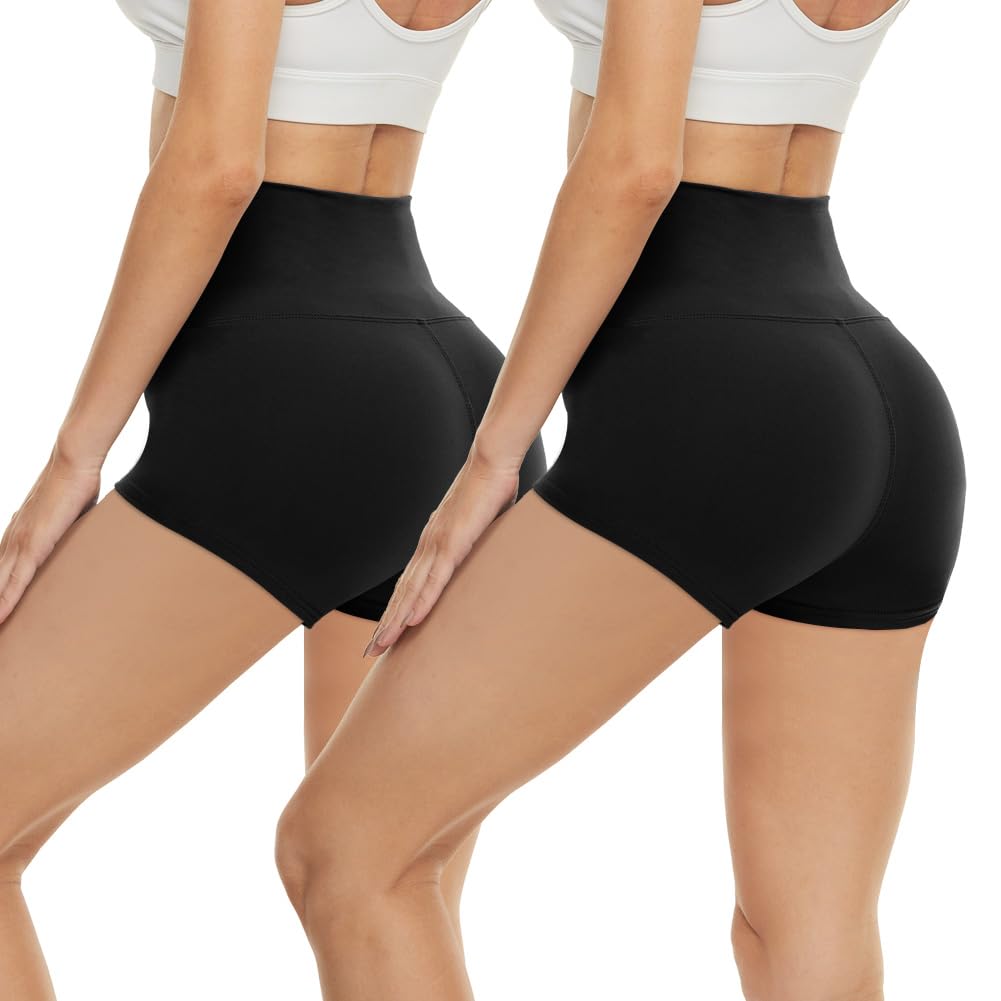 CAMPSNAIL Workout Biker Shorts Women - 3" High Waisted Tummy Control Spandex Booty Volleyball Gym Shorts for Yoga Dance