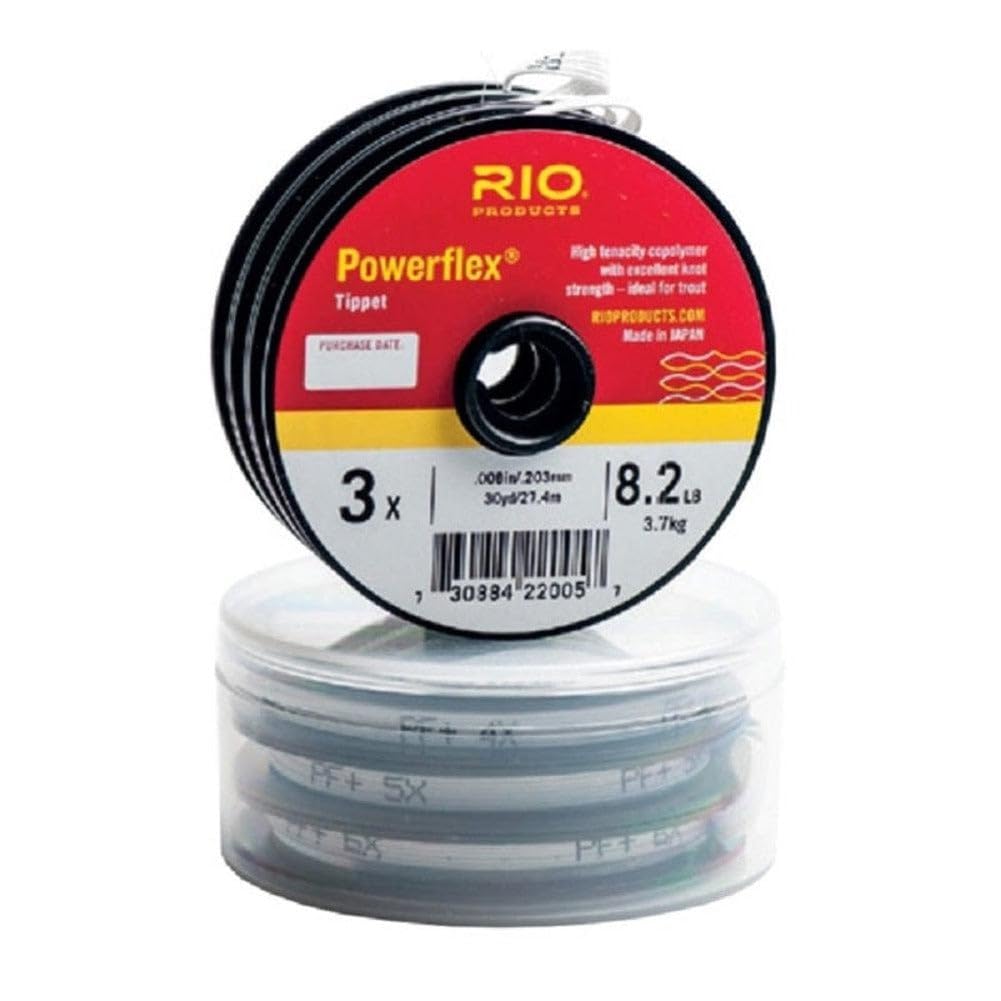 RIO PRODUCTS Powerflex Tippet, Freshwater Fly Fishing Trout Tippet, Superb Knot Strength, Stretch, and Suppleness, 30yd Spools, 3 Pack, 3X - 5X