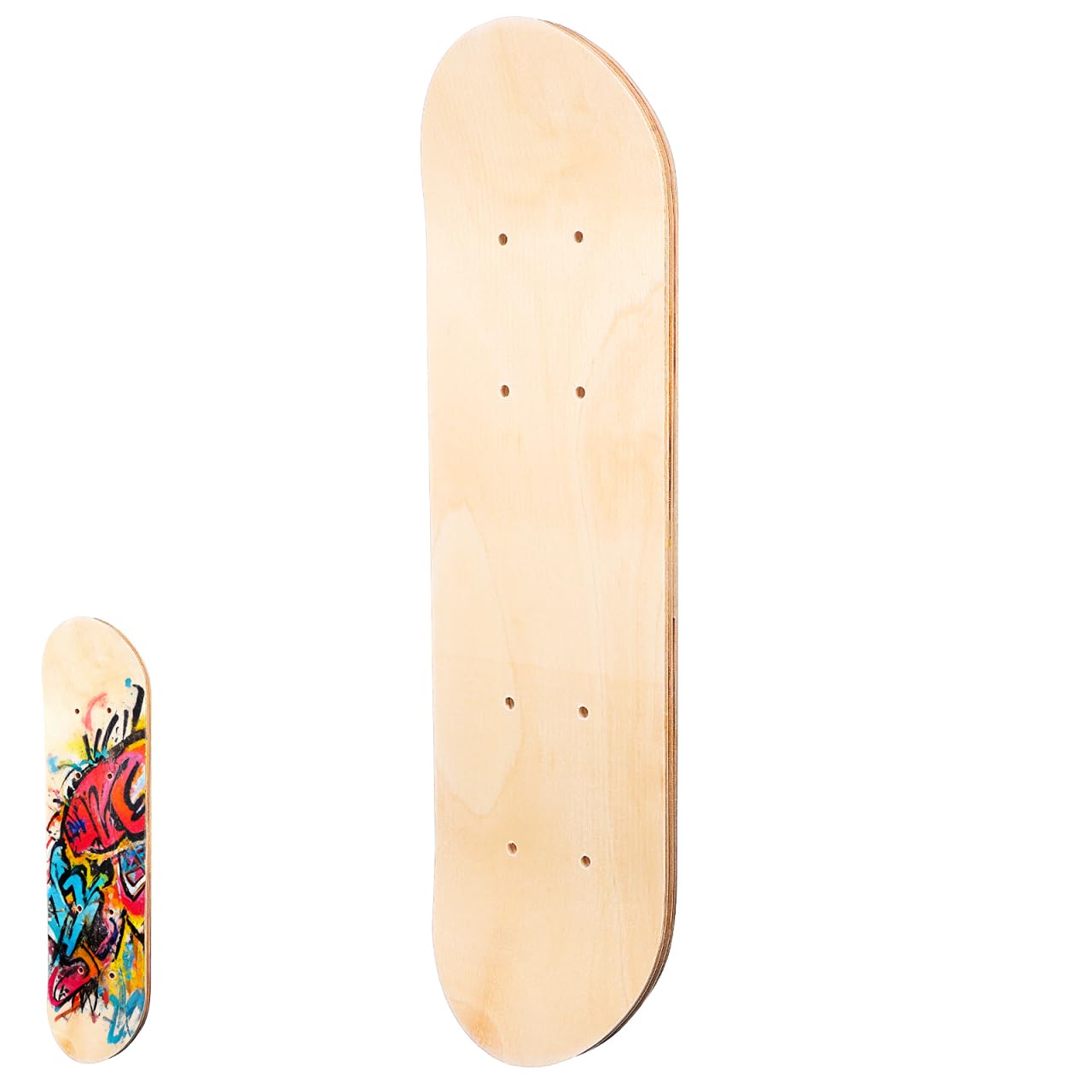 BESPORTBLE Blank Skateboard Deck: DIY Blank Wood Graffiti Skateboard Maple Double-Sided Design for Painting and Graffiti 17X5 Inch for Skateboarding Enthusiasts Beige