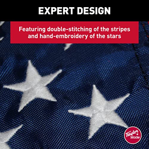 Taylor Made Sewn American Flag for Boats, 30" x 48", Marine-Grade Nylon, Fade Resistant, Brass Grommets, Embroidered Stars and Stripes, Flag only - 2020109198