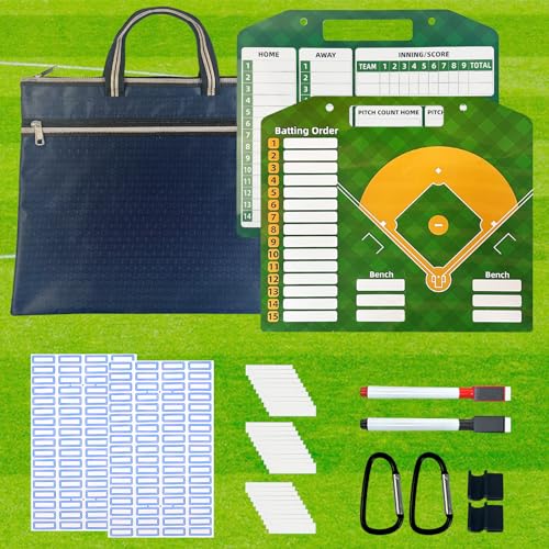 Hlimior Magnetic Baseball Coach Clipboard Kits, Upgrade Double-Sided erasable Sturdy Baseball Command Boards with Bag and 30 Lineup Cards,Advanced Tactical Coach Baseball Magnetic Board (Blue)