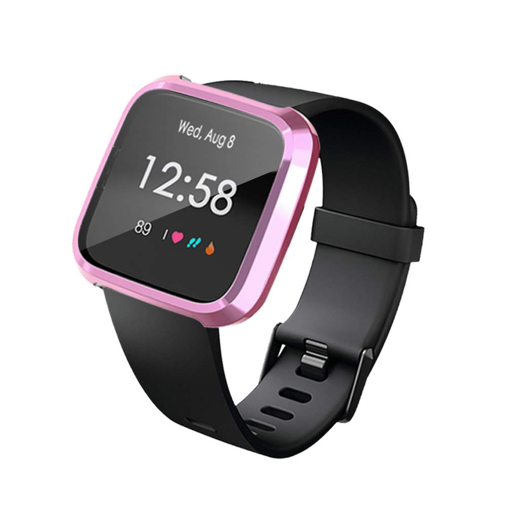 [8-Pack] Screen Protector Case Compatible with Fitbit Versa Lite,All-Around Ultra Slim Soft TPU Plated Cover Scratch-Proof Protective Bumper Shell (8 Colors, Versa lite)