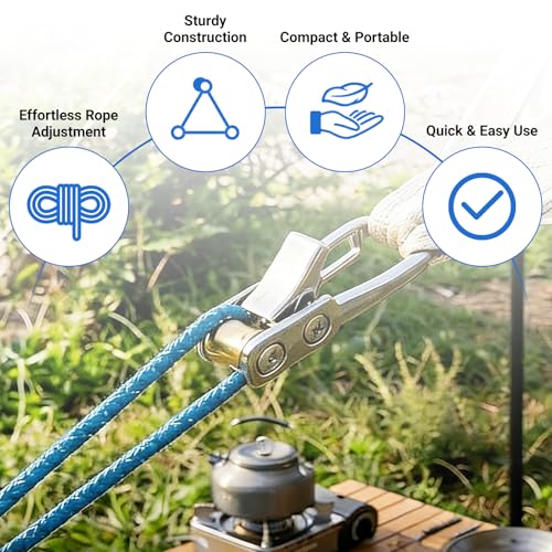 8-Pack Stainless Steel Rope Tensioners & Tensioning Tools for Camping & Boating