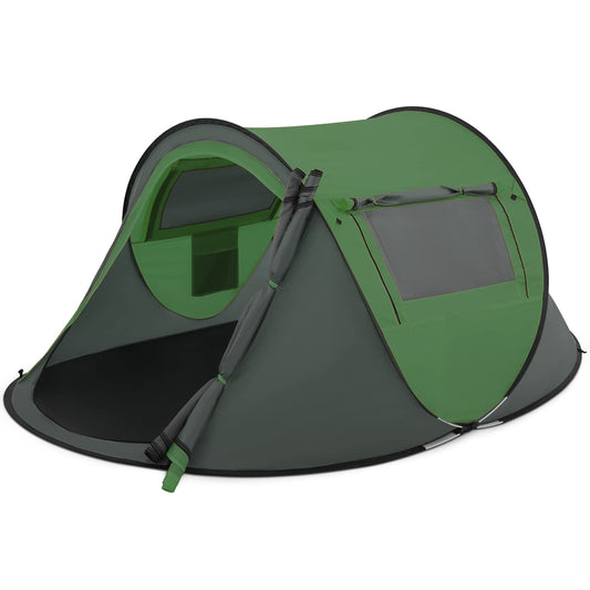 MoNiBloom Pop Up Tents for Camping, 2 Person Easy Setup Automatic Hydraulic Water Resistant with 2 Doors and Side Windows Portable Lightweight Tent for Backpacking Trip Hiking Outing, Green