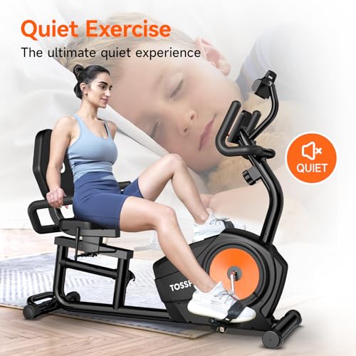 XVGVSV Recumbent Exercise Bike Comfortable Seat Multi-Function LCD, 400LB Weight Capacity Safe and Stable Operation Whisper-Quiet 16 Levels Magnetic Resistance Heart Rate Handle Recumbent Bike for Home