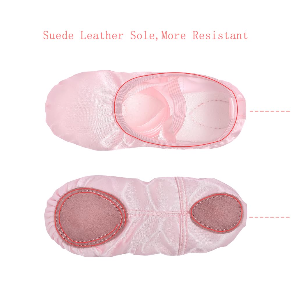 Stelle Ballet Shoes for Girls Satin/Ribbons Ballet Slippers Dance Shoes(Toddler/Little/Big Kids)(Pink,7MT)