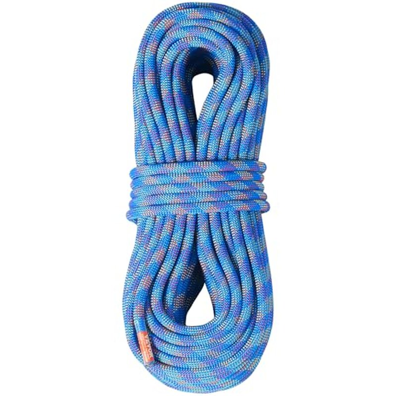 VEVOR 10.2mm Dynamic Climbing Rope, Outdoor Rock Climbing Rope 25KN Breaking Tension, Stretchable Fiber Rope with Steel Snap Hooks for Escape, Rappelling, Fire Rescue, Blue