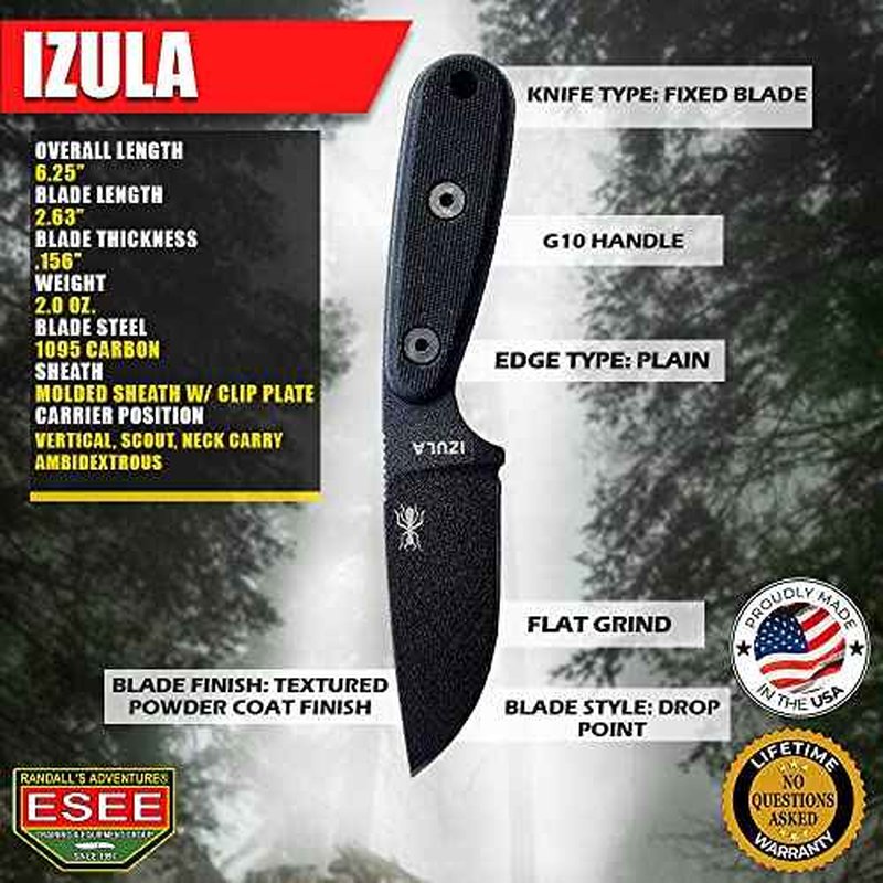 ESEE Knives Izula-B w/Handle, Molded Polymer Sheath, and Clip Plate