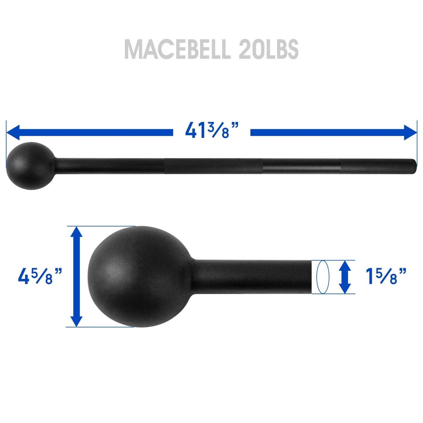 Yes4All Steel Mace Bell for Strength Training, Shoulder, Grips & Forearms Workouts - 20 Pounds