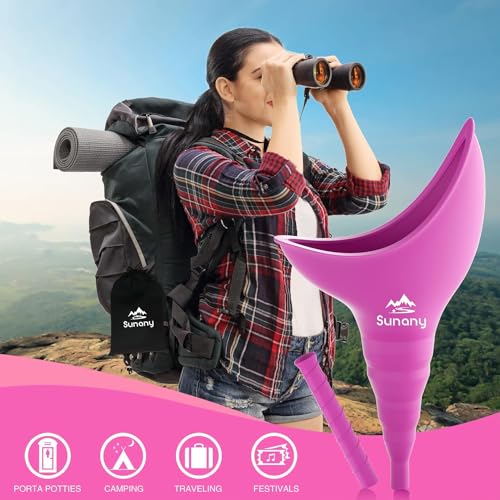 Female Urination Device, Reusable Female Urinal Silicone Women Pee Funnel Allows Women to Pee Standing Up, Portable Womens Urinal is The Perfect Companion for Camping,Outdoor,Travel（Fuchsia）