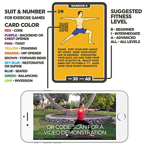 Stack 52 Yoga Exercise Cards: Designed by Certified Yoga Instructor. Video Instructions Included. Beginner to Advanced Poses and Asana Workout Games. Improve Fitness and Flexibility. (Mega Pack)