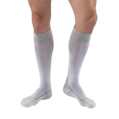 BSN Medical 7529002 JOBST Sock, Knee High, 20-30 mmHg, Closed Toe, Large, White/Grey