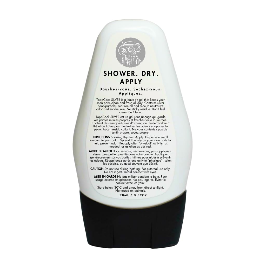 ToppCock Silver Ball Deodorant Gel for Men – Leave-On Odor Control for Groin & Intimate Areas – Anti-Chafing Comfort & Long-Lasting Freshness – 3.02oz
