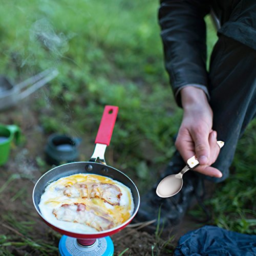 Orblue 4-in-1 Camping Utensils, 2-Pack, Portable Stainless Steel Spoon, Fork, Knife & Bottle Opener Combo Set - Travel, Backpacking Cutlery Multitool, Black