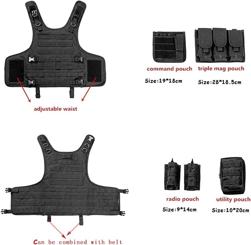 Tactical Airsoft Vest - Adjustable Modular Design for Outdoor Use | Fits Adults