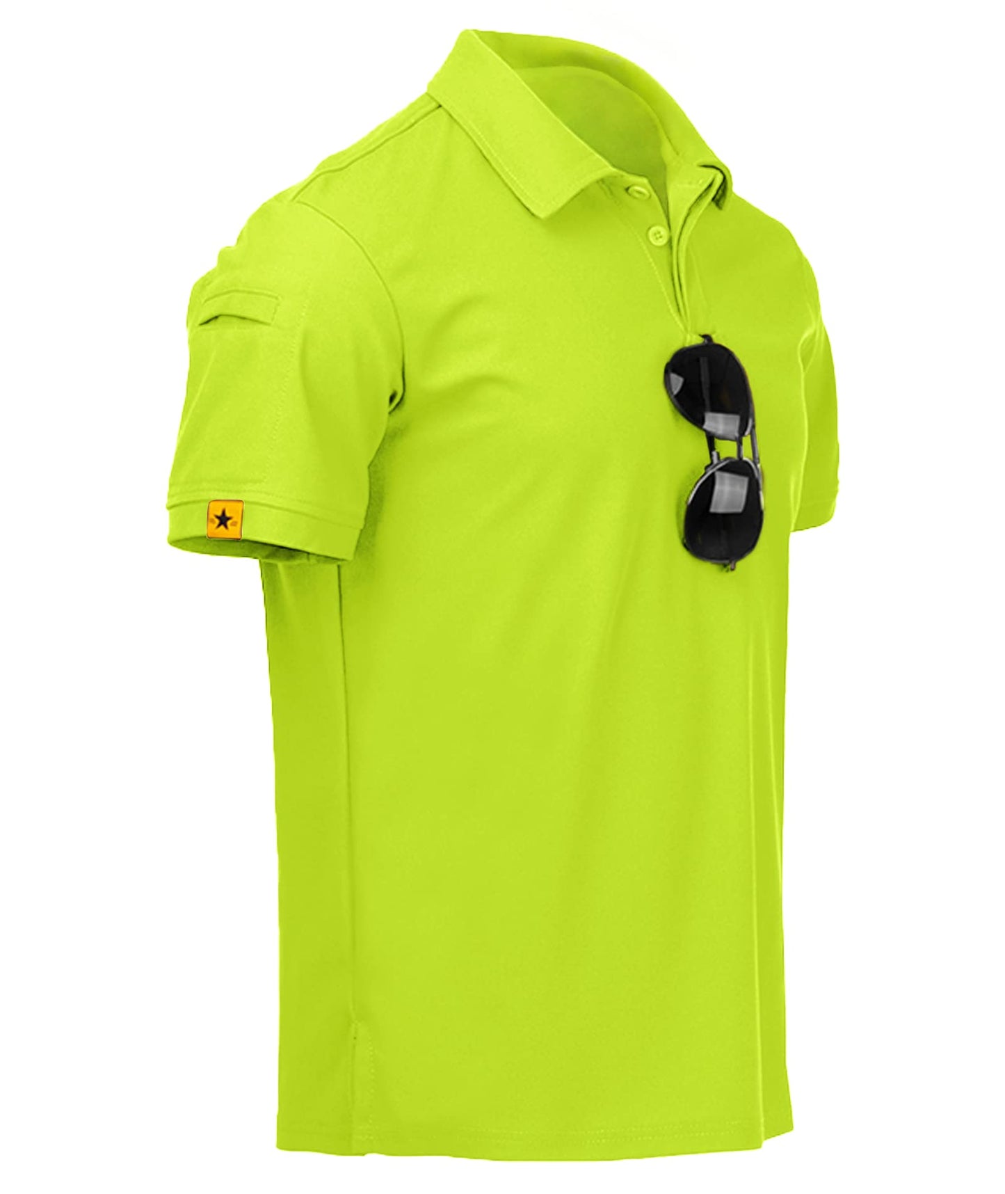 ZITY Mens Polo Shirt Short Sleeve Sports Tactical T-Shirt Athletic Golf Polos Daily Casual Stylish Collared Shirts for Men Lemon Green XX-Large