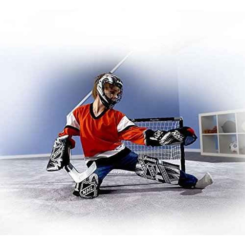 Franklin Sports NHL Youth Knee Hockey Goalie Pads + Helmet Set - Kids Knee + Mini Hockey Goalie Gear + Equipment - (2) Leg Pads, Catch Glove, Blocker + Mask Included