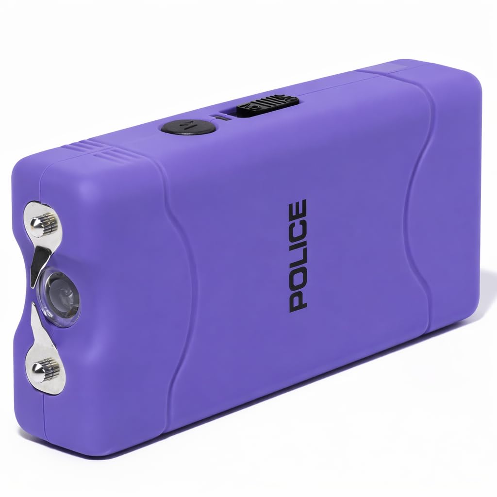 Police Stun Gun 800 Mini Rechargeable LED Flashlight Self Defense Purple