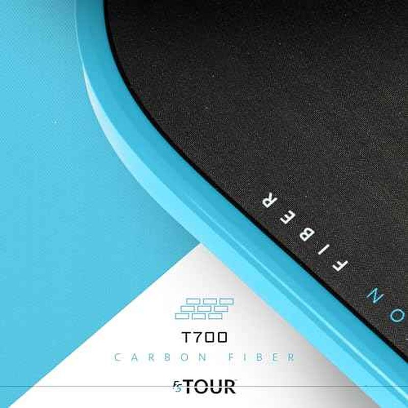 Franklin Sports Pro Pickleball Paddles - FS Tour Series Raw Carbon Fiber T700 - USA Pickleball Approved - Unibody Epoxy Resin Injected Edge - Dynasty + Tempo - 14mm/16mm Core - Gray, Blue + Pink