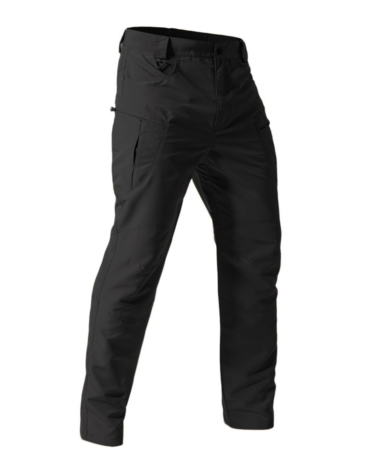 Men's Stretch Tactical Pants,Water Resistant Ripstop Cargo Pants, Lightweight Outdoor Work Hiking Pants with Multi Pockets (No Belt),Black