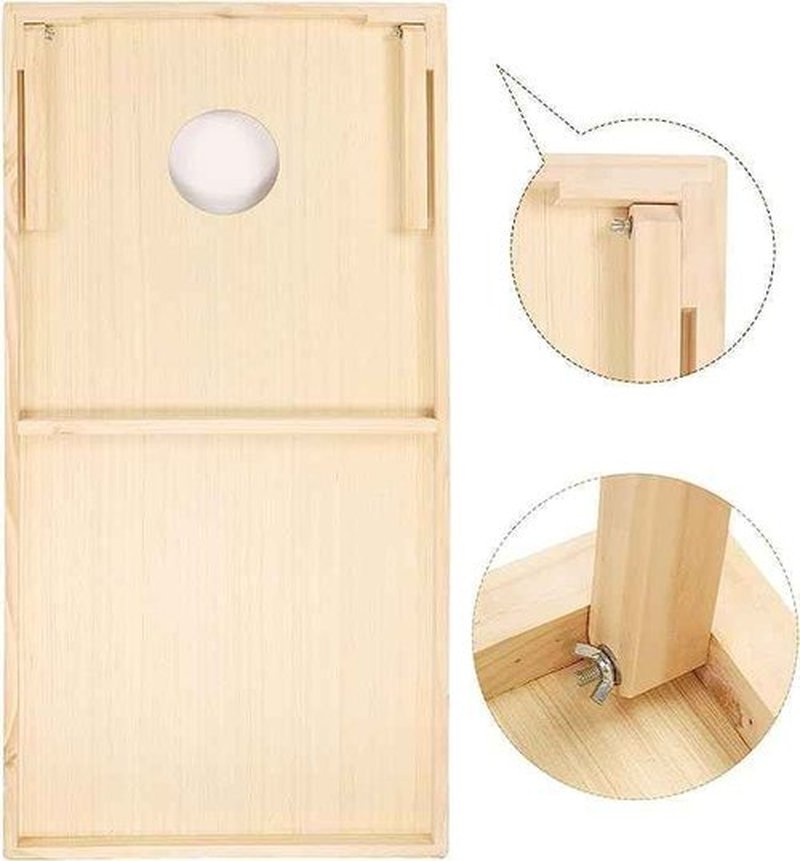 Fubgrly 4 Feet x 2 Feet Solid Wood Premium Cornhole Game Set, Includes 8 Corn Hole Toss Bags, Whiteboard Cornhole Boards