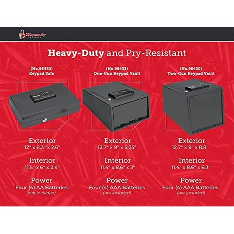 Hornady Handgun Vault Safe with Keypad Entry ? Secure Your Firearms and Valuables ? 4-6 Keypad Entry, Interior Light and Backup Keys ? Black, 12 (H) x 8.3 (W) x 2.6 (D) Inches ? Item 95432