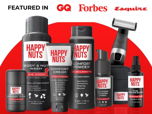 Happy Nuts Comfort Powder Spray: Anti Chafing & Mens Deodorant, Aluminum-Free, Sweat and Odor Control for Jock Itch, Groin and Men's Private Parts (1 Pack, Fragrance-Free)