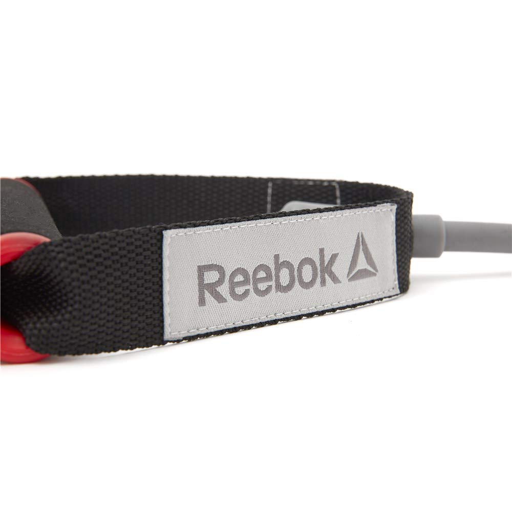 Reebok Resistance Bands with Handles - Comfort Grip Exercise Bands for Working Out - Fitness Workout Bands for Men and Women (Light - Grey)