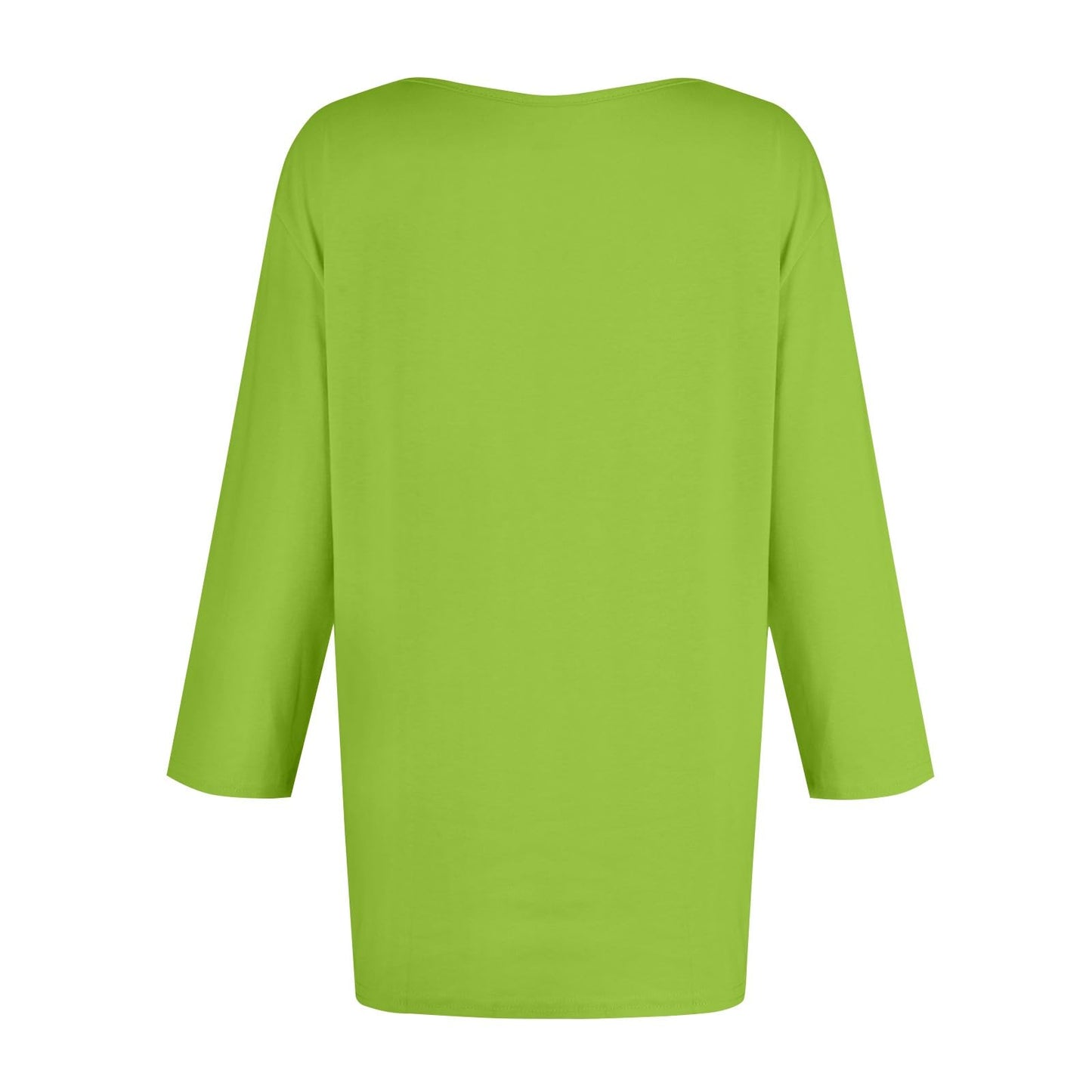 Generic 3/4 Length Sleeve Womens Tops Casual Loose Fit Crewneck T Shirts Cute Solid Three Quarter Length Tunic Tops Basic Blouses, Medium, 4-green