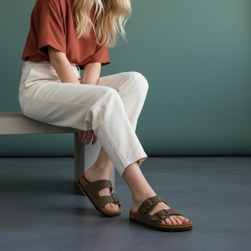 CUSHIONAIRE Lane Cork Footbed Women's Sandals - Comfortable Double Buckle Design with Arch Support | Classic Two Strap Style