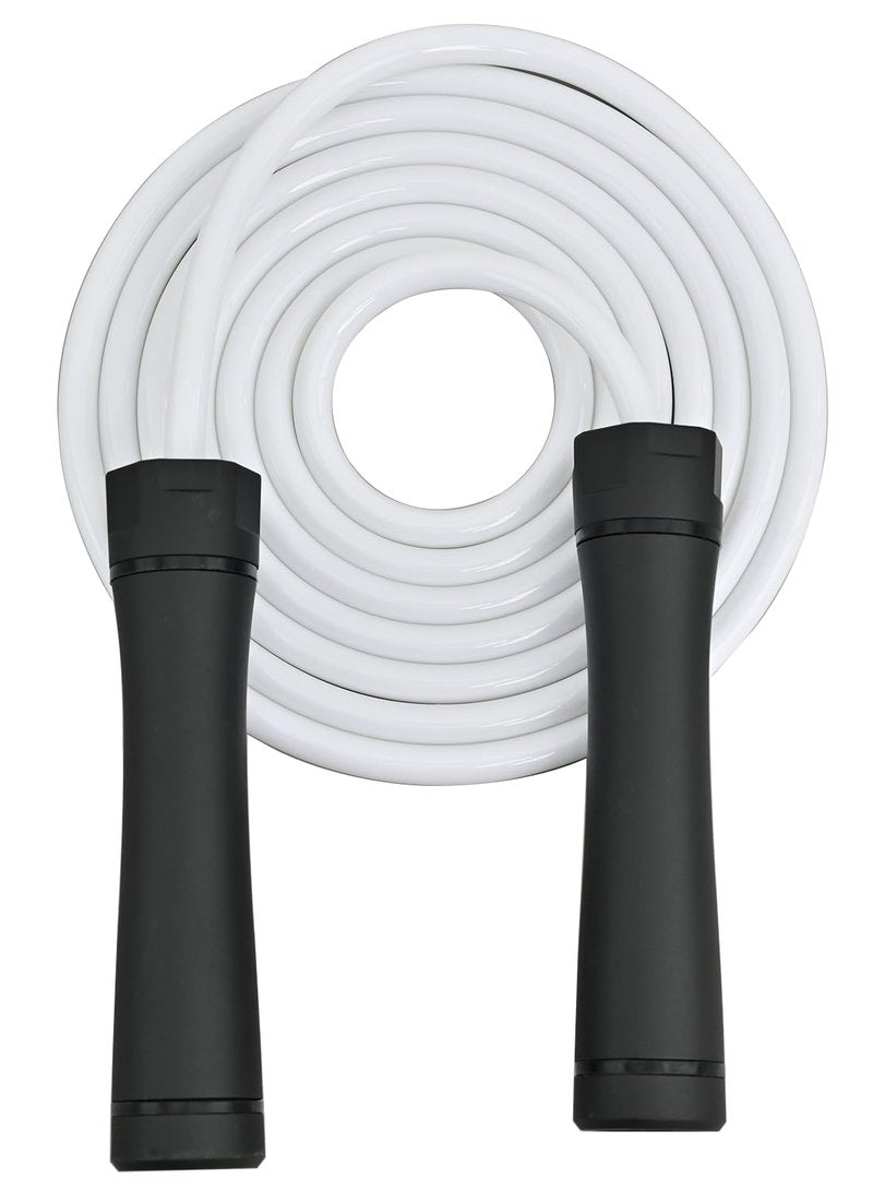 Weighted Jump Rope for Men & Women - 1LB Heavy Adjustable Skipping Rope, 10mm PVC with Ball-bearing for Speed, Cardio, Boxing, CrossFit - Tangle Free, Home & Gym Workout Fitness, White