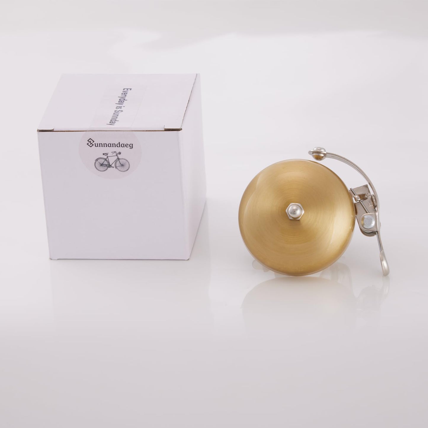 SUNNANDAEG 56mm Solid Brass Bike Bell, 20% Louder 84dB Melodious Ring, Vintage Hand-Spun Rustproof Bicycle Bell, Universal Fit 22.2–31.8mm Handlebar for Road Gravel City Commuter Mountain & Kids Bikes