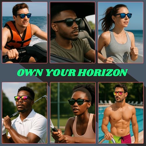 SUNDRIFT Sunglasses for Men & Women | Polarized Sunglasses | All-Terrain Glasses | UV400 Protection | Perfect for Hiking, Boating, Swimming, & Golfing | 3 Pack With Blue, Orange, & Olive Lenses