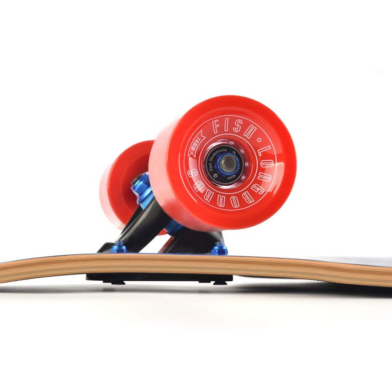 FISH SKATEBOARDS 41-Inch Downhill Longboard Skateboard Through Deck 8 Ply Canadian Maple, Complete Cruiser, Free-Style