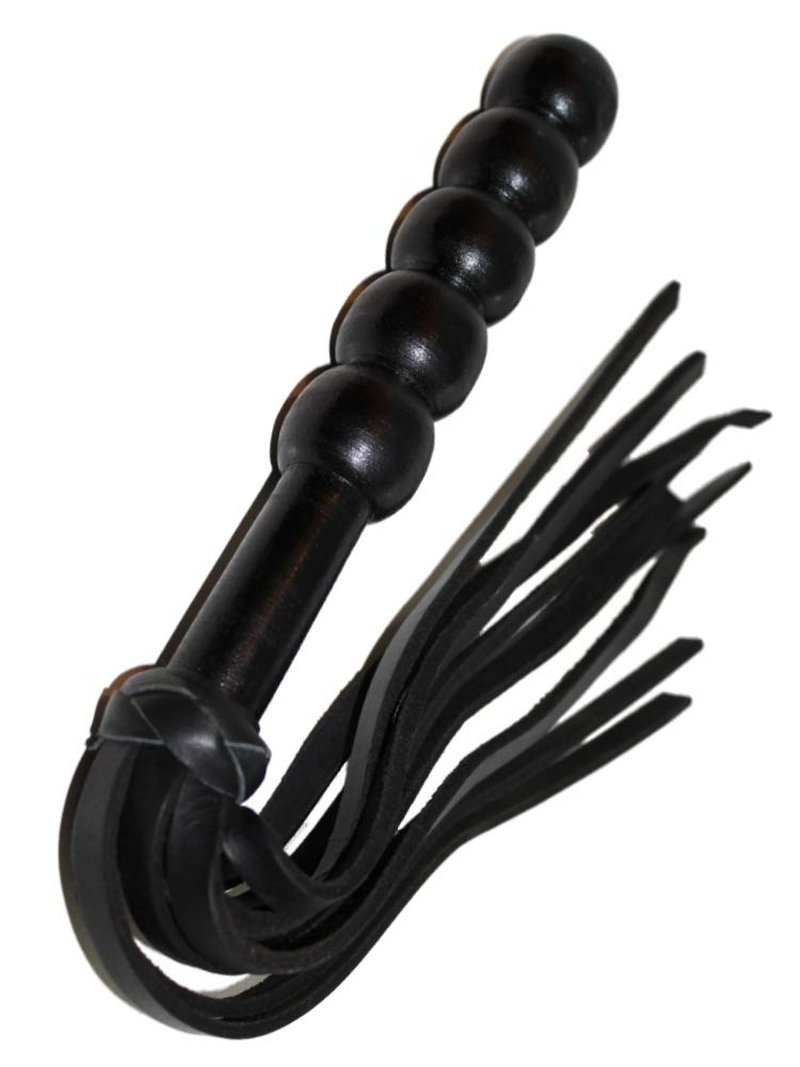 Prairie Horse Supply Leather Flogger - with 50 Premium Leather Tails Braided Handle Grip and Wrist Strap Small Whip Crop