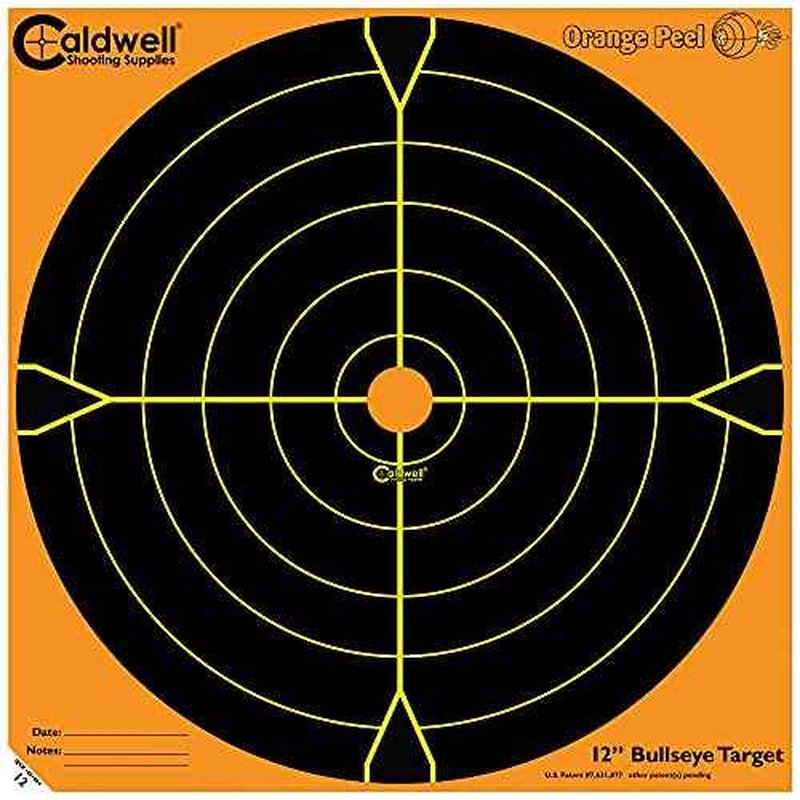 Caldwell Orange Peel Bullseye Targets with Flake Off Material, Strong Adhesive and Multiple Sizes for Outdoor, Range, Shooting and Hunting